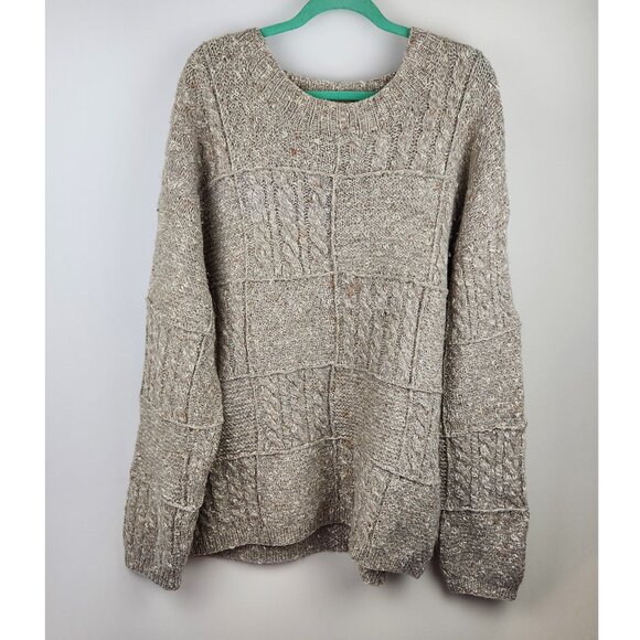 adirondack Other - Adirondack Savile Row Hand Knit Wool Cotton Cableknit Thick Speckled Sweater L